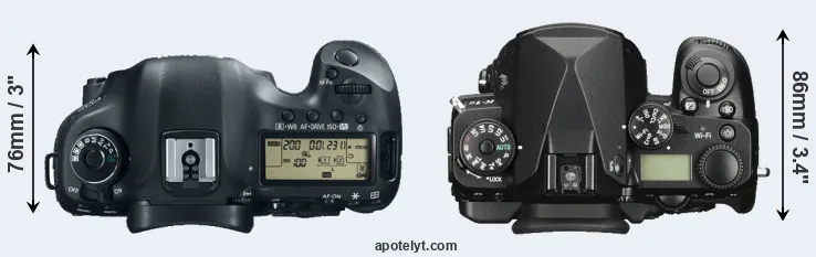 Compare 5D Mark III versus K-1 II top
