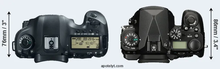 Compare 5D Mark III versus K-1 top