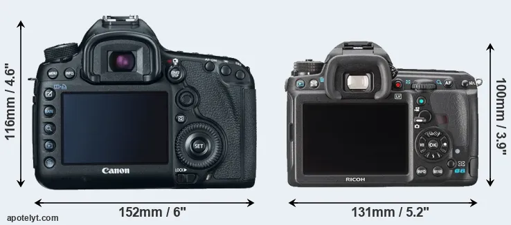 Comparison 5D Mark III or K-3 rear