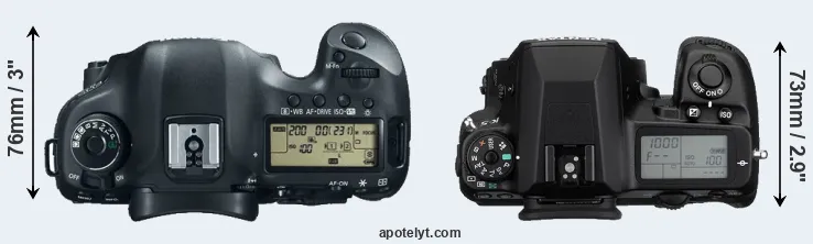 Compare 5D Mark III versus K-5 top
