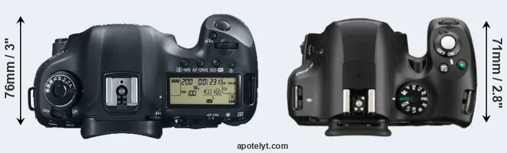 Compare 5D Mark III versus K-500 top