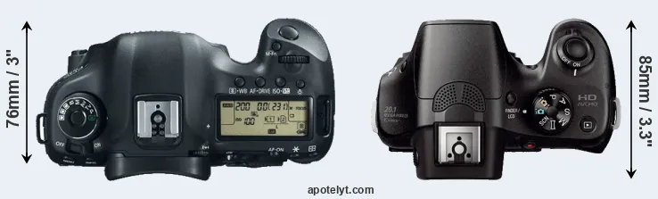 Compare 5D Mark III versus A3000 top