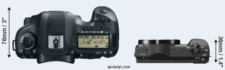 Compare 5D Mark III versus A5100 top