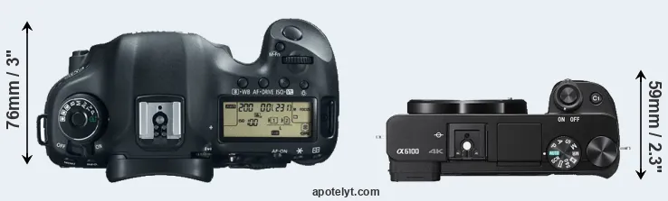 Compare 5D Mark III versus A6100 top
