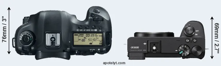 Compare 5D Mark III versus A6600 top