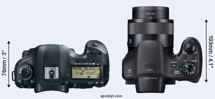 Compare 5D Mark III versus HX350 top