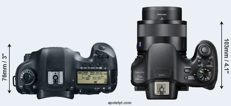 Compare 5D Mark III versus HX400V top