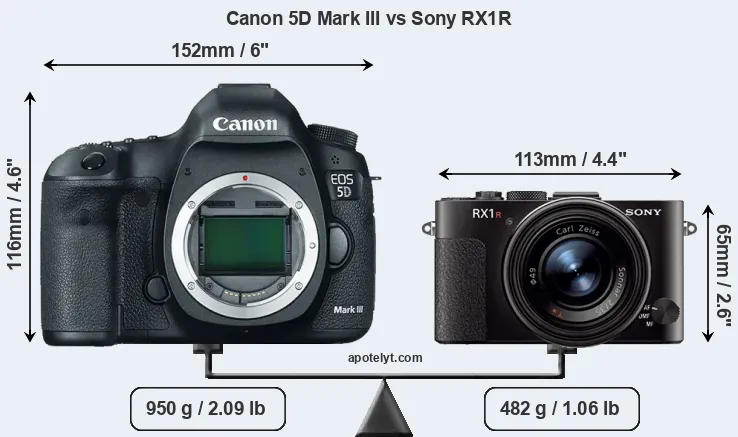 Size Canon 5D Mark III vs Sony RX1R