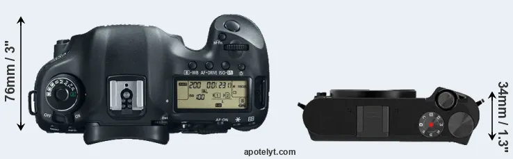 Compare 5D Mark III versus M1 top