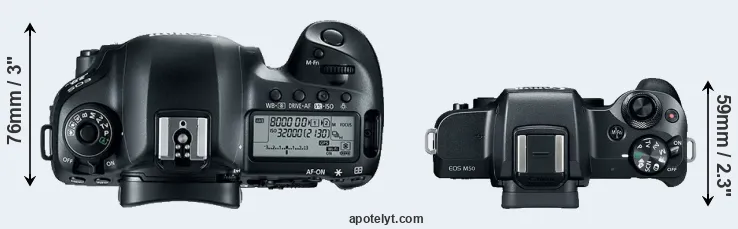 Compare 5D Mark IV versus M50 top