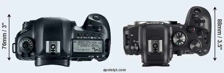 Compare 5D Mark IV versus R6 top