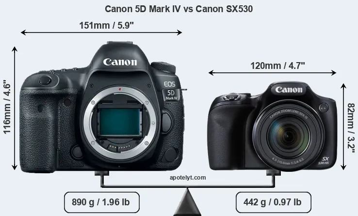 Size Canon 5D Mark IV vs Canon SX530