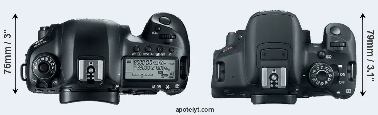 Compare 5D Mark IV versus T5i top