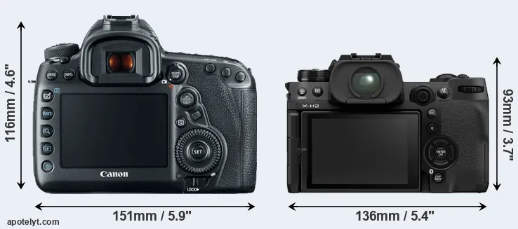 Comparison 5D Mark IV or X-H2 rear