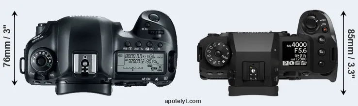 Compare 5D Mark IV versus X-H2 top
