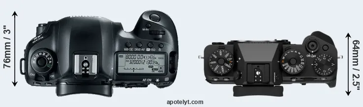 Compare 5D Mark IV versus X-T5 top