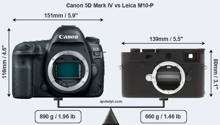 Size Canon 5D Mark IV vs Leica M10-P