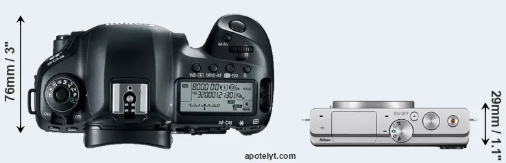 Compare 5D Mark IV versus J4 top