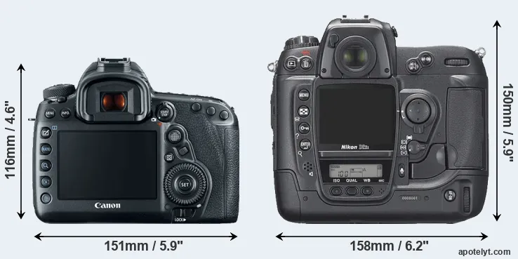 Comparison 5D Mark IV or D2Xs rear