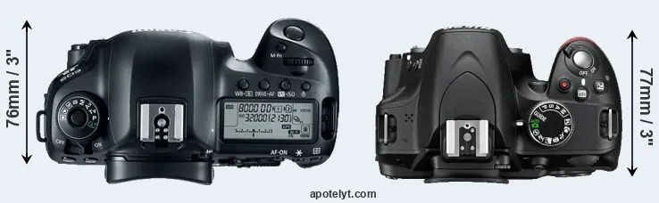 Compare 5D Mark IV versus D3200 top