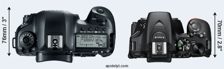 Compare 5D Mark IV versus D5600 top