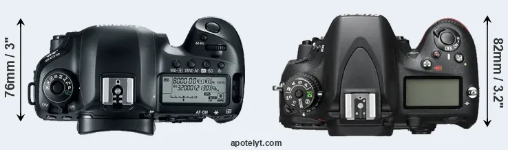 Compare 5D Mark IV versus D600 top