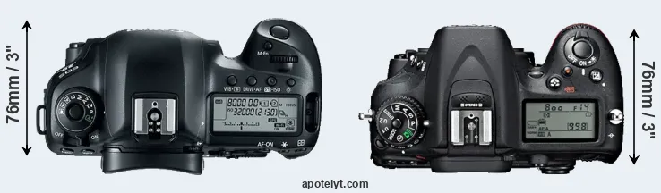 Compare 5D Mark IV versus D7100 top