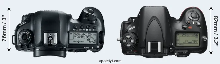 Compare 5D Mark IV versus D800 top