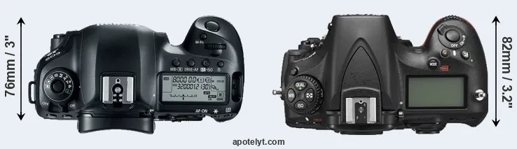 Compare 5D Mark IV versus D810 top