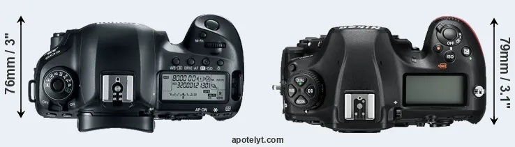 Compare 5D Mark IV versus D850 top