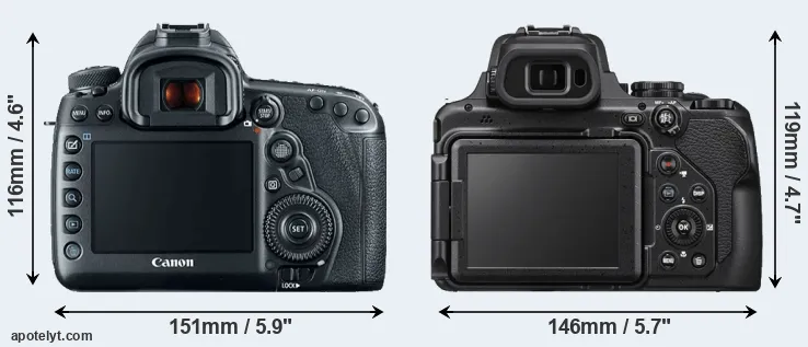 Comparison 5D Mark IV or P1000 rear
