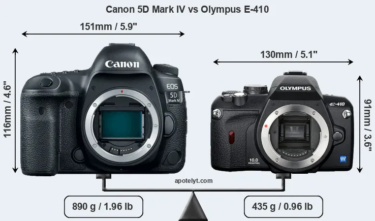 Size Canon 5D Mark IV vs Olympus E-410