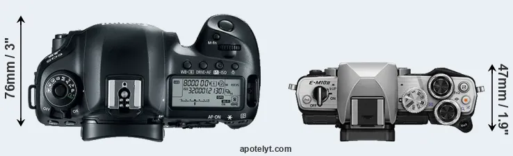 Compare 5D Mark IV versus E-M10 II top