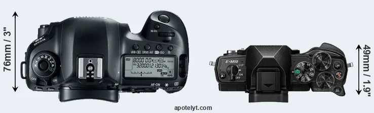 Compare 5D Mark IV versus E-M10 IV top