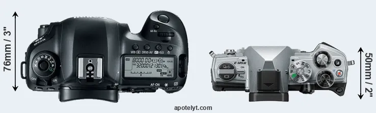 Compare 5D Mark IV versus E-M5 III top
