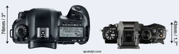 Compare 5D Mark IV versus E-M5 top