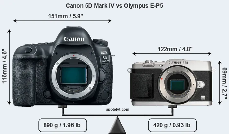 Size Canon 5D Mark IV vs Olympus E-P5