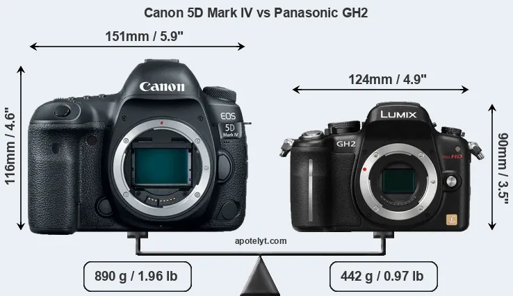 Size Canon 5D Mark IV vs Panasonic GH2