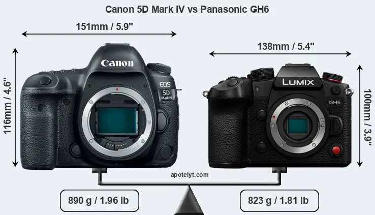 Size Canon 5D Mark IV vs Panasonic GH6