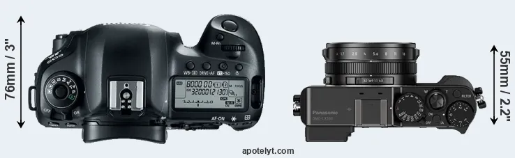 Compare 5D Mark IV versus LX100 top