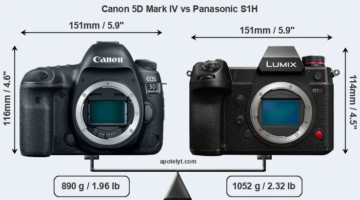 Size Canon 5D Mark IV vs Panasonic S1H