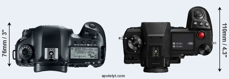 Compare 5D Mark IV versus S1H top
