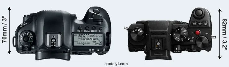 Compare 5D Mark IV versus S5 top