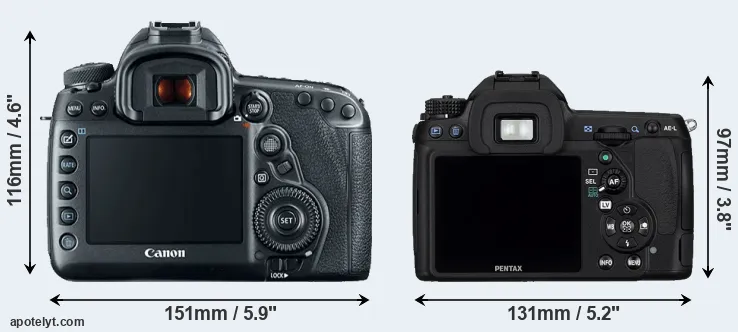 Comparison 5D Mark IV or K-5 rear