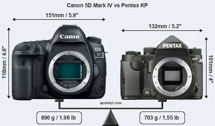 Size Canon 5D Mark IV vs Pentax KP