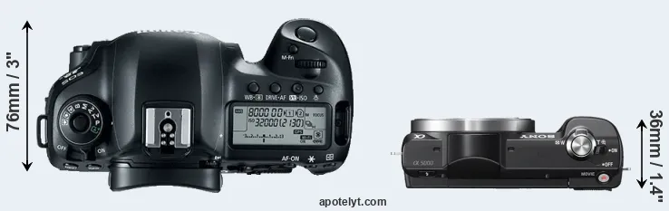 Compare 5D Mark IV versus A5000 top