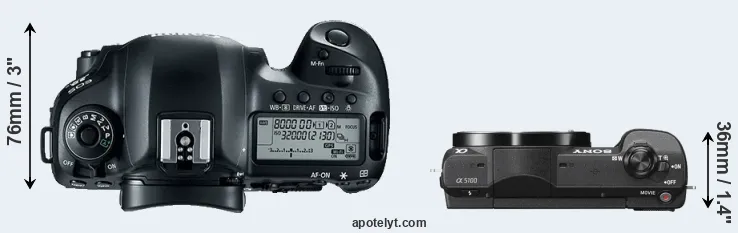 Compare 5D Mark IV versus A5100 top