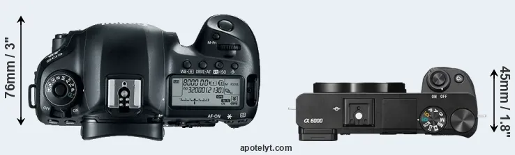 Compare 5D Mark IV versus A6000 top