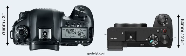 Compare 5D Mark IV versus A6700 top