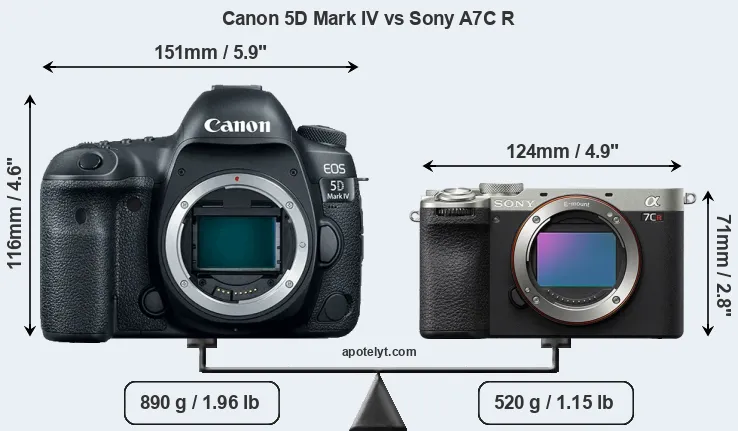 Size Canon 5D Mark IV vs Sony A7C R